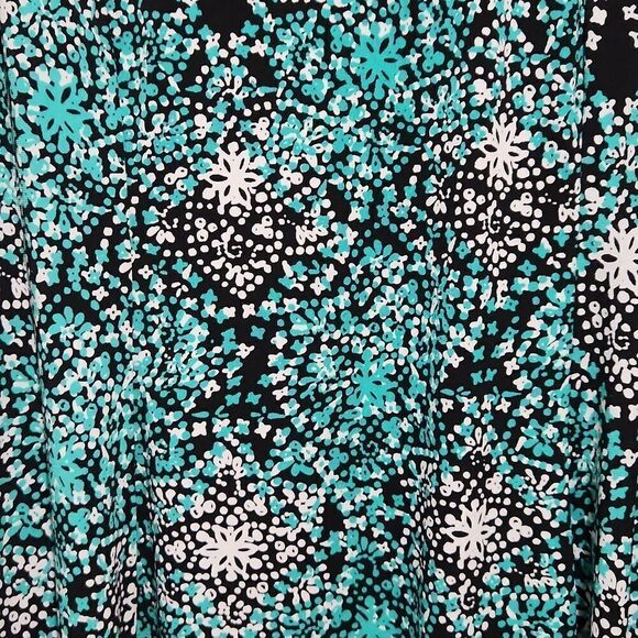 JM Collection women's large black with green floral print sleeveless dress - Picture 2 of 6